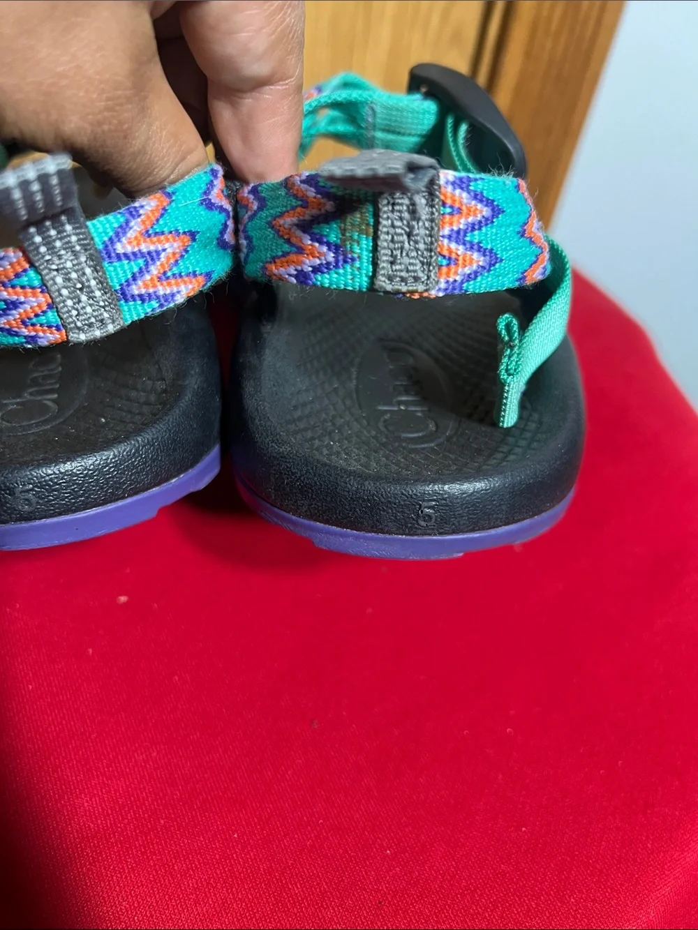 Chaco Kids Teal Multi-Color Adjustable Strap Sandals